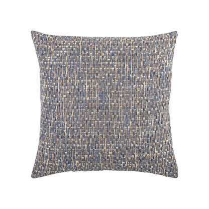 22" Blue And Gray Geometric Weave Nubby Cotton Throw Pillow with Texture
