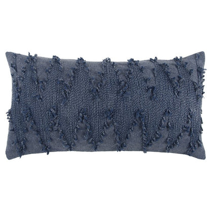14" X 26" Indigo Cotton Lumbar Throw Pillow with Texture