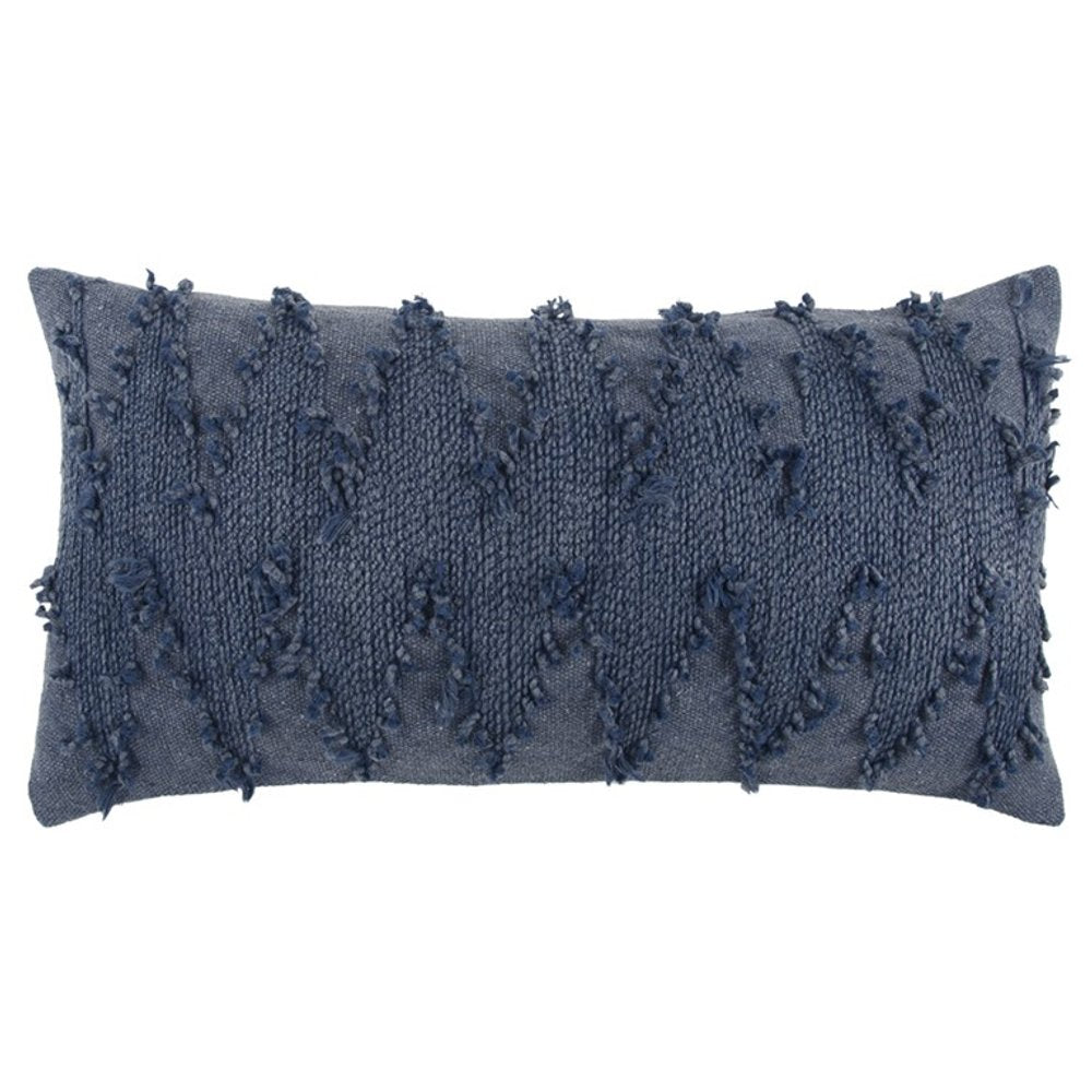 14" X 26" Indigo Cotton Lumbar Throw Pillow with Texture