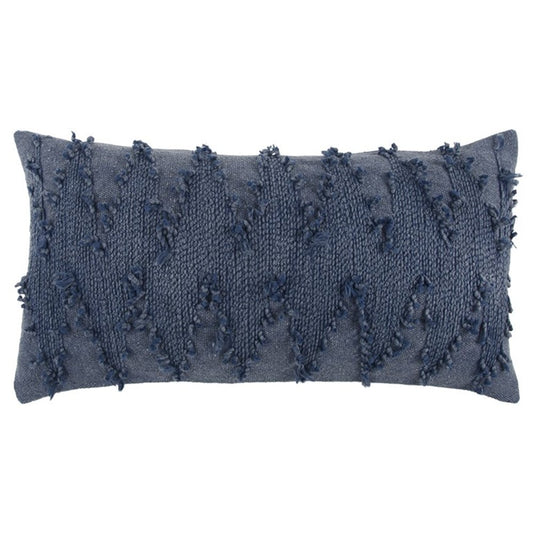 14" X 26" Indigo Cotton Lumbar Throw Pillow with Texture