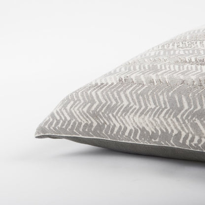 Gray Silver Metallic Tonal Print Throw Pillow