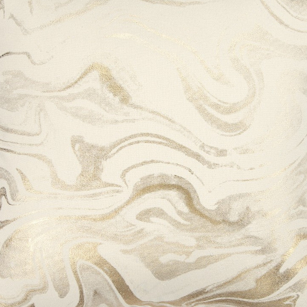 20" X 20" Gold and Ivory Swirl Cotton Zippered Pillow