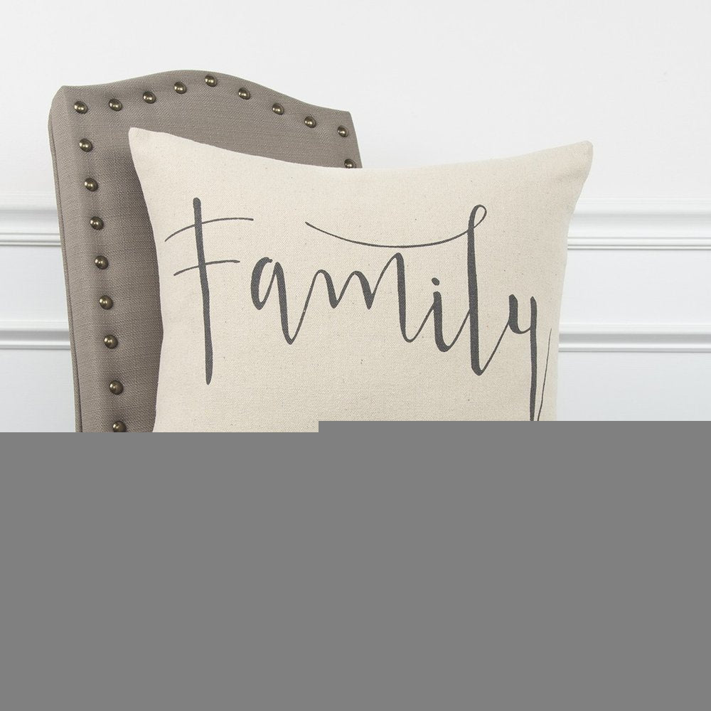 Gray Cream Canvas Family Love Throw Pillow