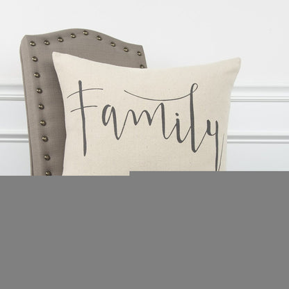 Gray Cream Canvas Family Love Throw Pillow