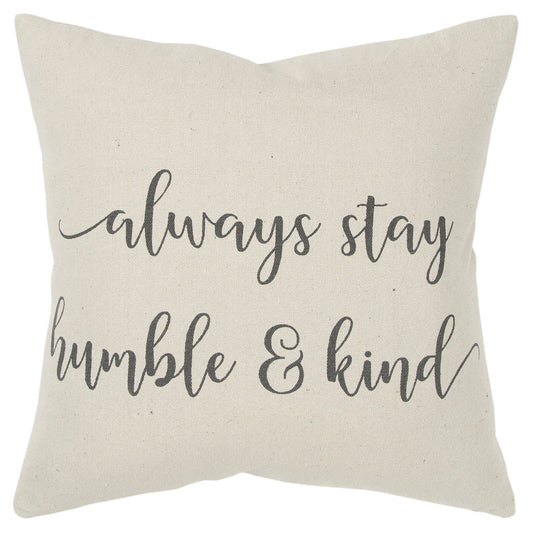 Gray Cream Humble and Kind Throw Pillow