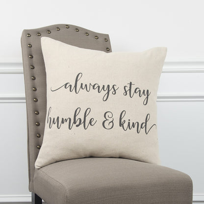 Gray Cream Humble and Kind Throw Pillow