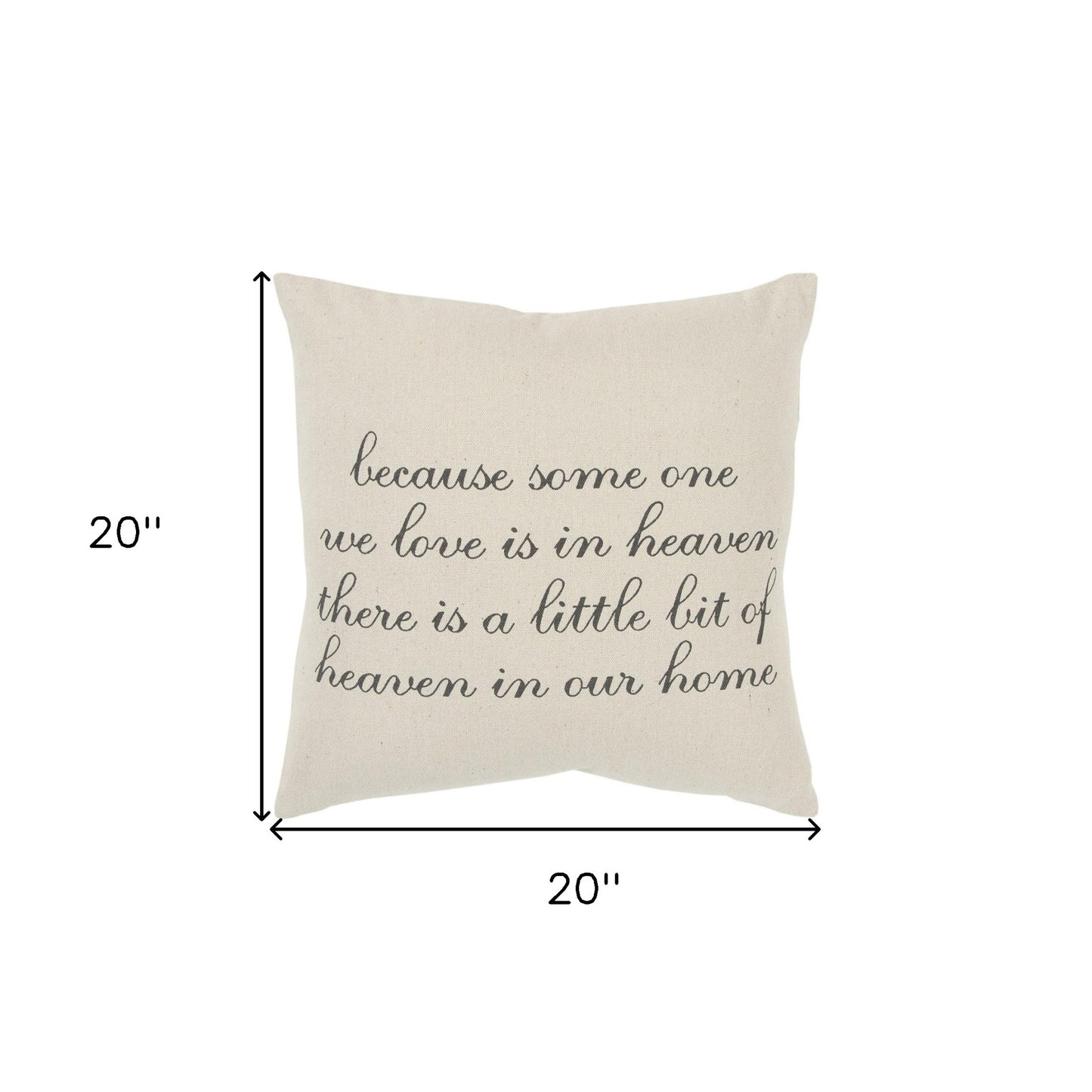 20" Natural and Gray Heaven In Our Home Cotton Throw Pillow