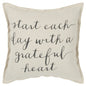 20" Natural and Gray Grateful Heart Cotton Throw Pillow