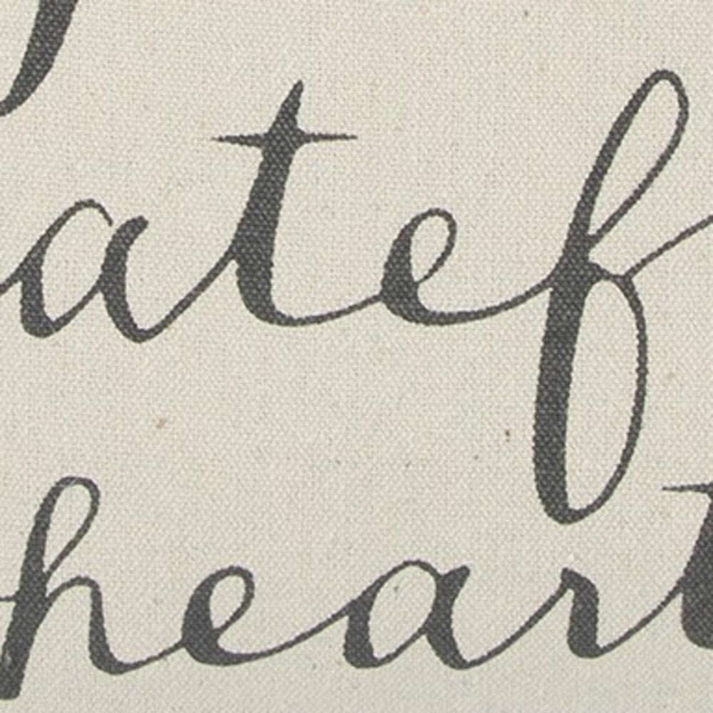 20" Natural and Gray Grateful Heart Cotton Throw Pillow