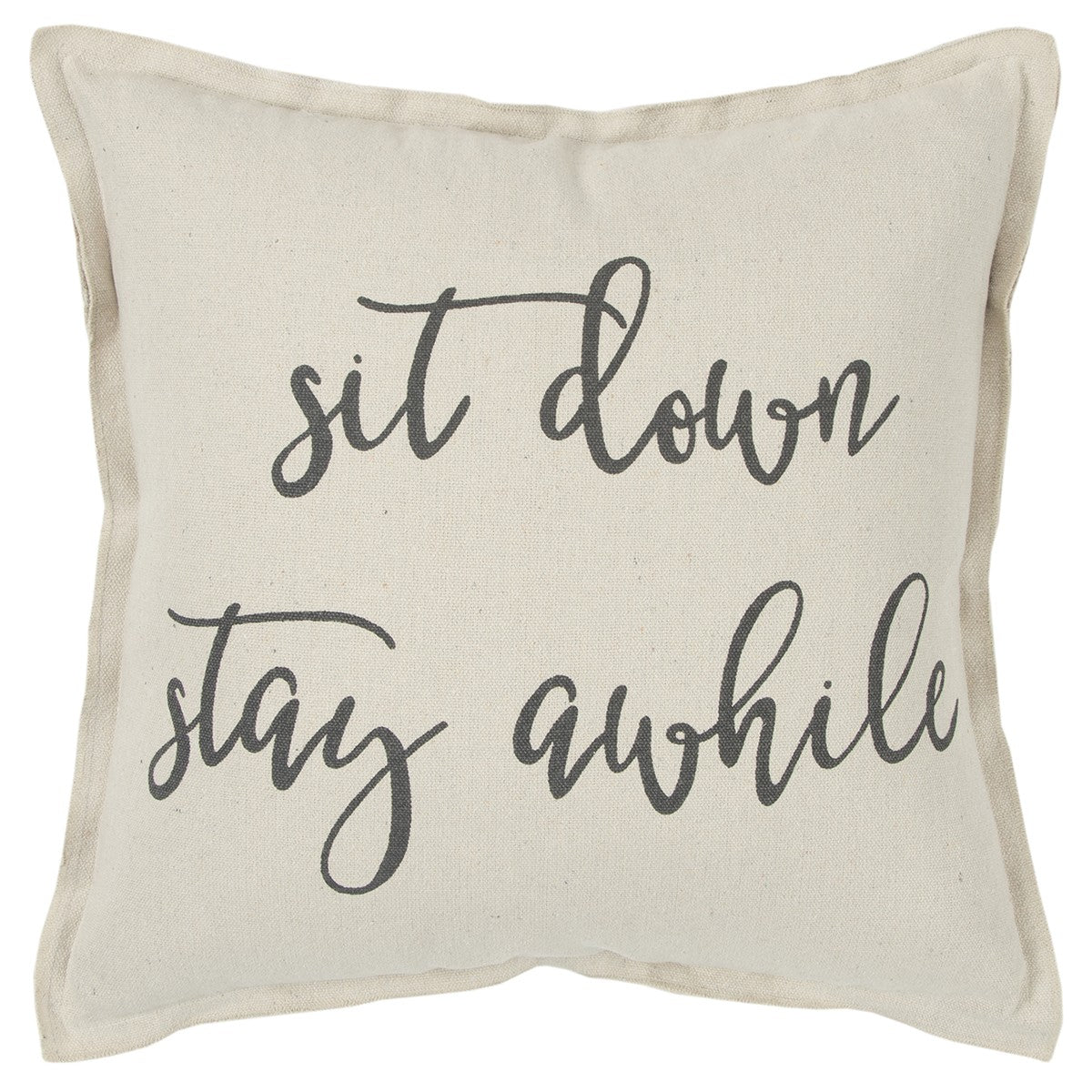 Gray Cream Stay Awhile Decorative Throw Pillow