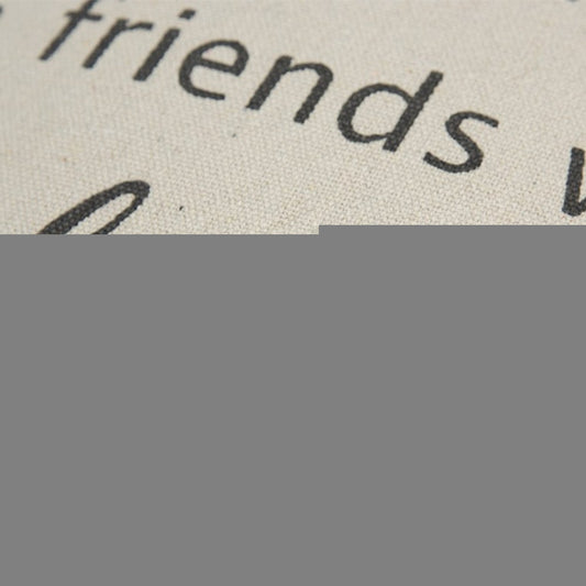 20" Natural And Gray Cotton Whimsical Friends Text Throw Pillow