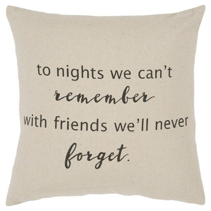 20" Natural And Gray Cotton Whimsical Friends Text Throw Pillow