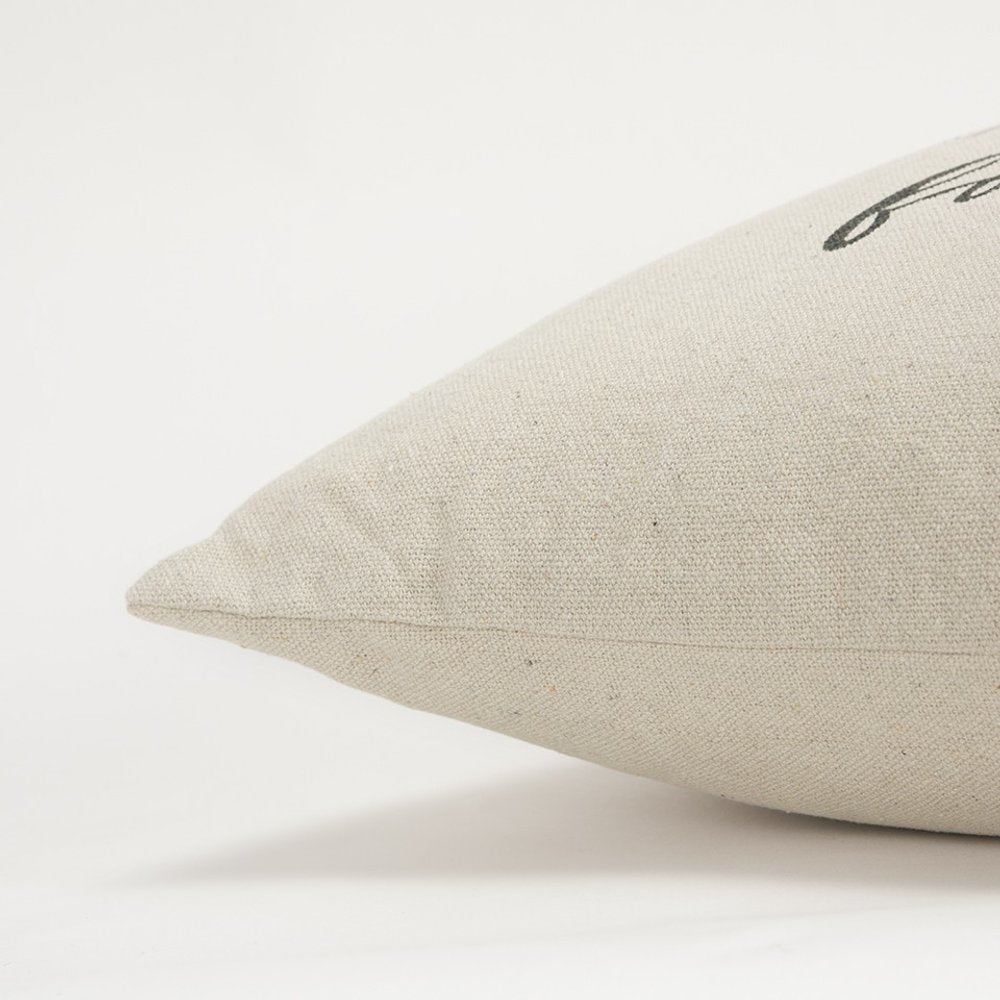 20" Natural And Gray Cotton Whimsical Friends Text Throw Pillow