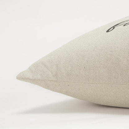 20" Natural And Gray Cotton Whimsical Friends Text Throw Pillow