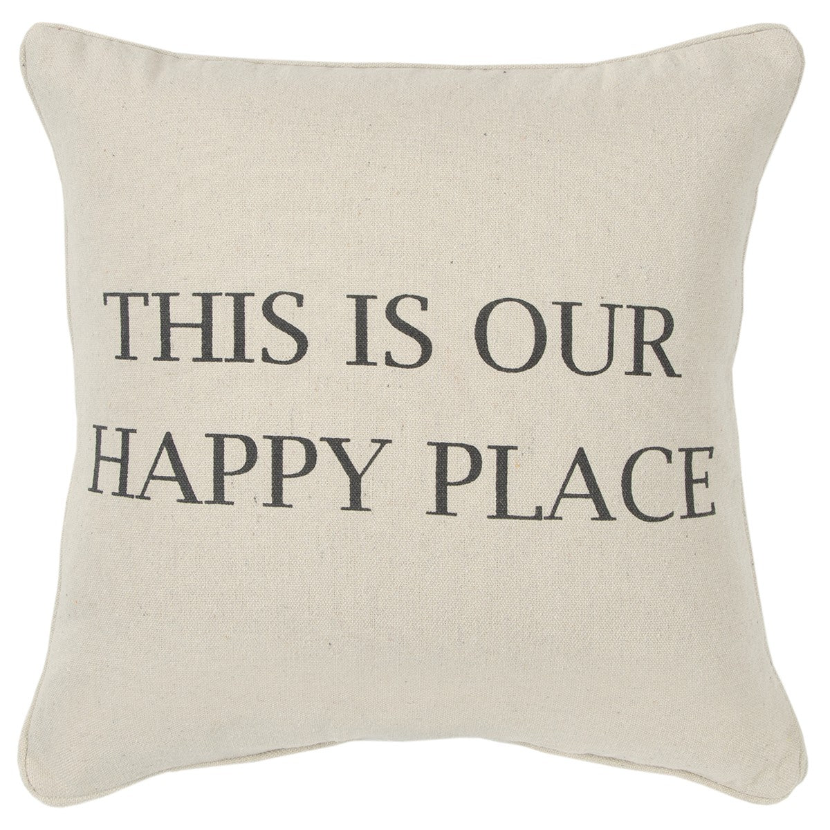 Gray Taupe Canvas Happy Place Throw Pillow