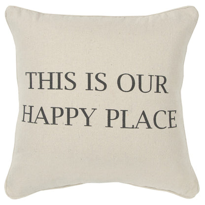 Gray Taupe Canvas Happy Place Throw Pillow