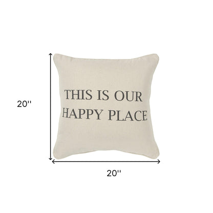 Gray Taupe Canvas Happy Place Throw Pillow