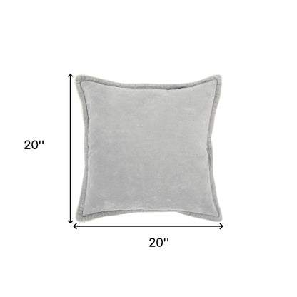 20" Gray Cotton Throw Pillow