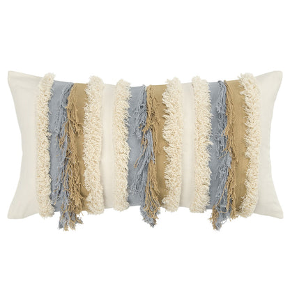 Ivory Beige Textural Strands Lumbar Pillow