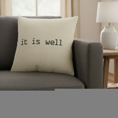 Black Taupe Canvas It Is Well Throw Pillow