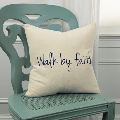 Black Taupe Canvas Walk by Faith Throw Pillow