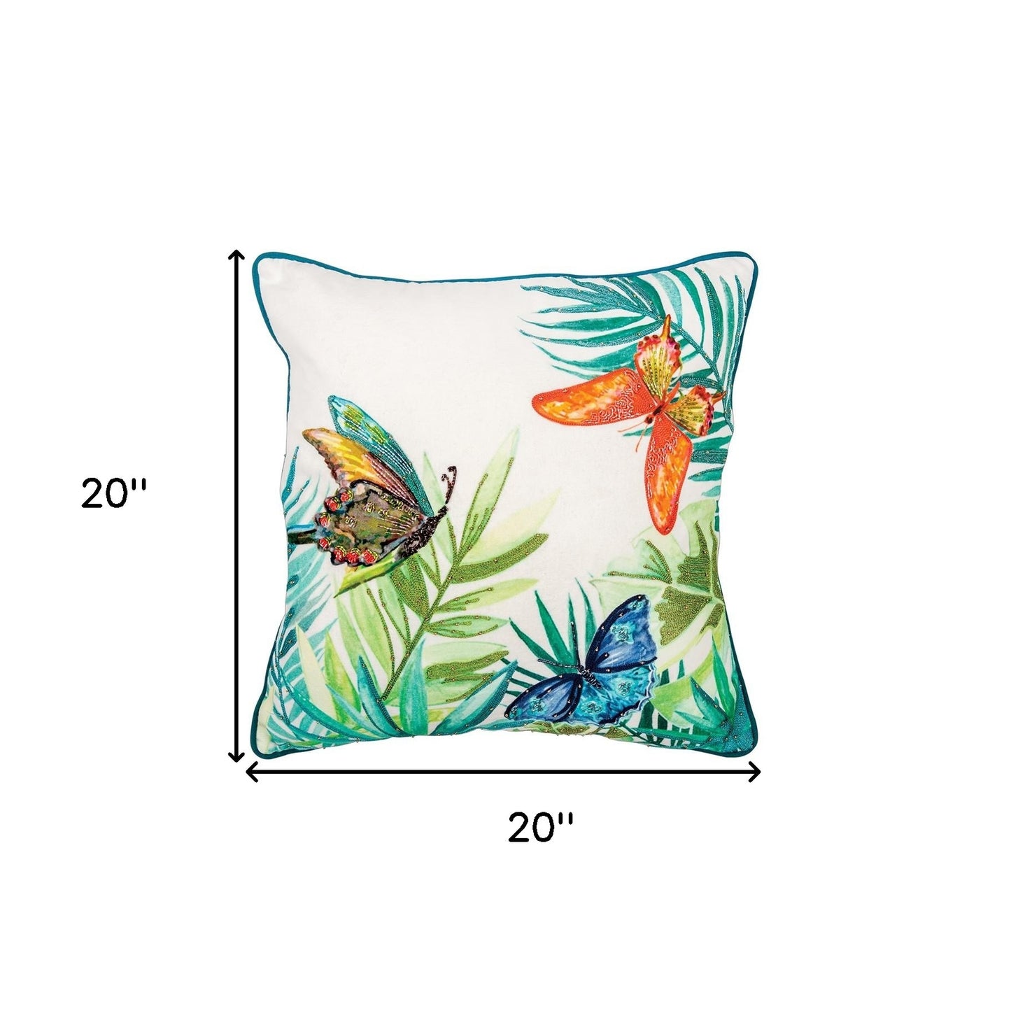 White Green Butterfly Bliss Decorative Throw Pillow