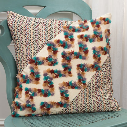 Multicolored Chevron Diagonal Panel Throw Pillow