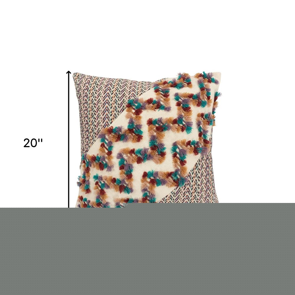 Multicolored Chevron Diagonal Panel Throw Pillow
