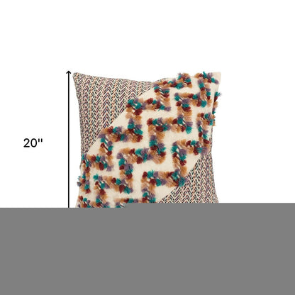 Multicolored Chevron Diagonal Panel Throw Pillow