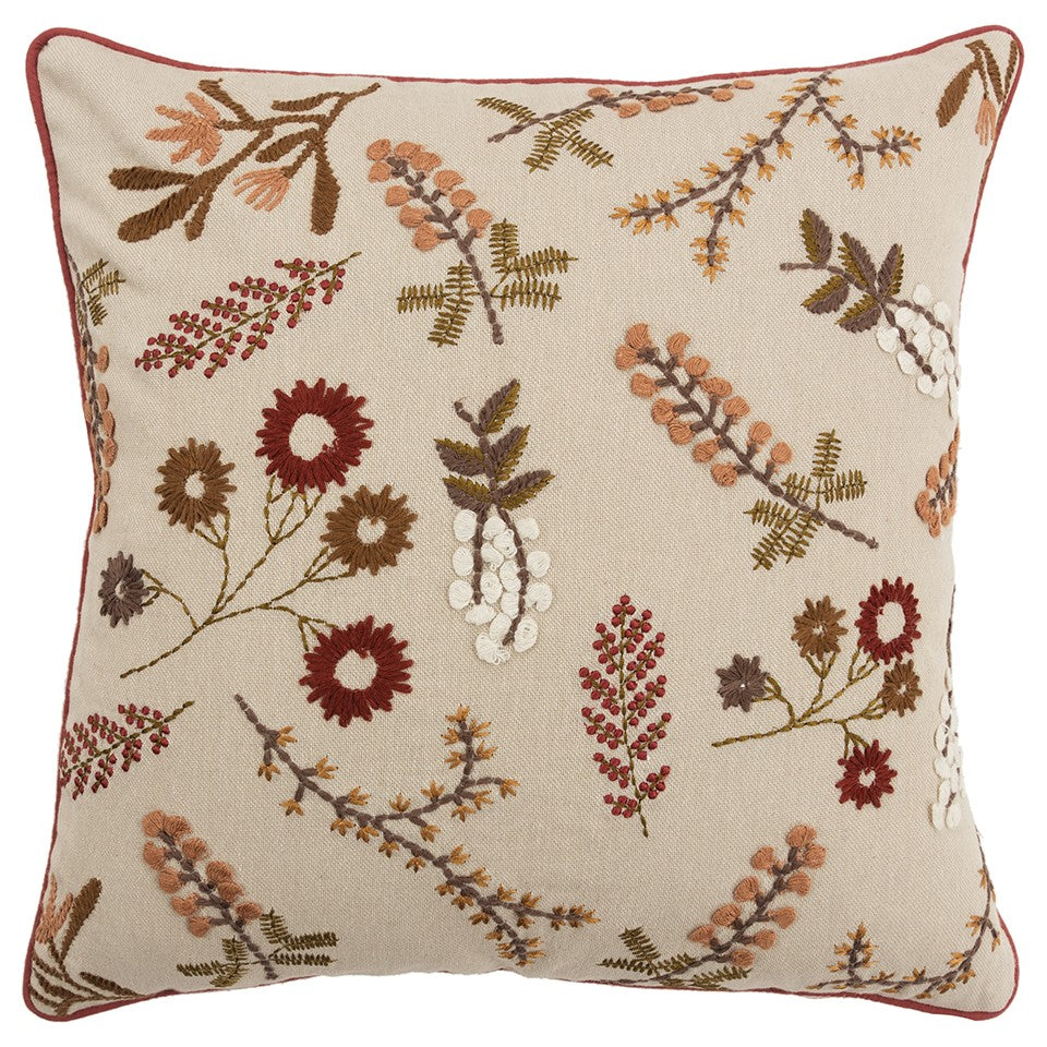 20" Beige Cotton Throw Pillow