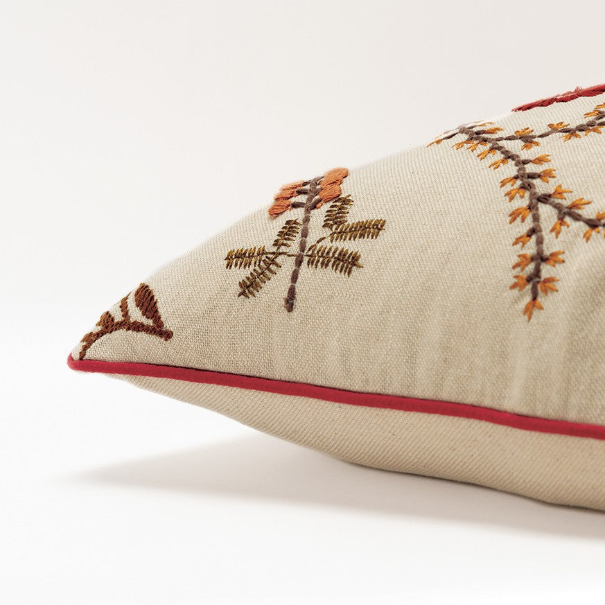 20" Beige Cotton Throw Pillow