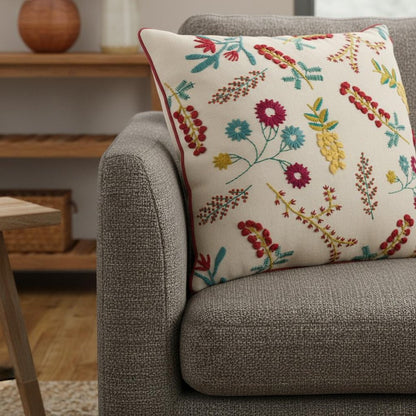 Pink Red Floral Bud Textural Throw Pillow