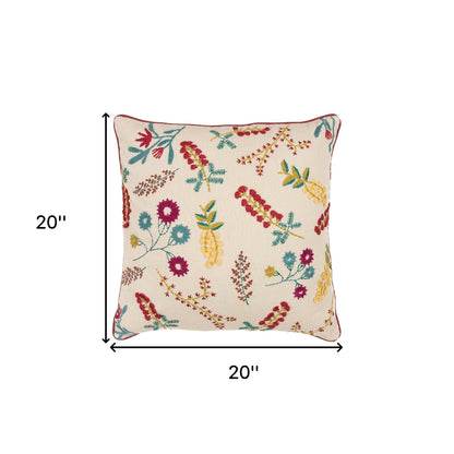 Pink Red Floral Bud Textural Throw Pillow