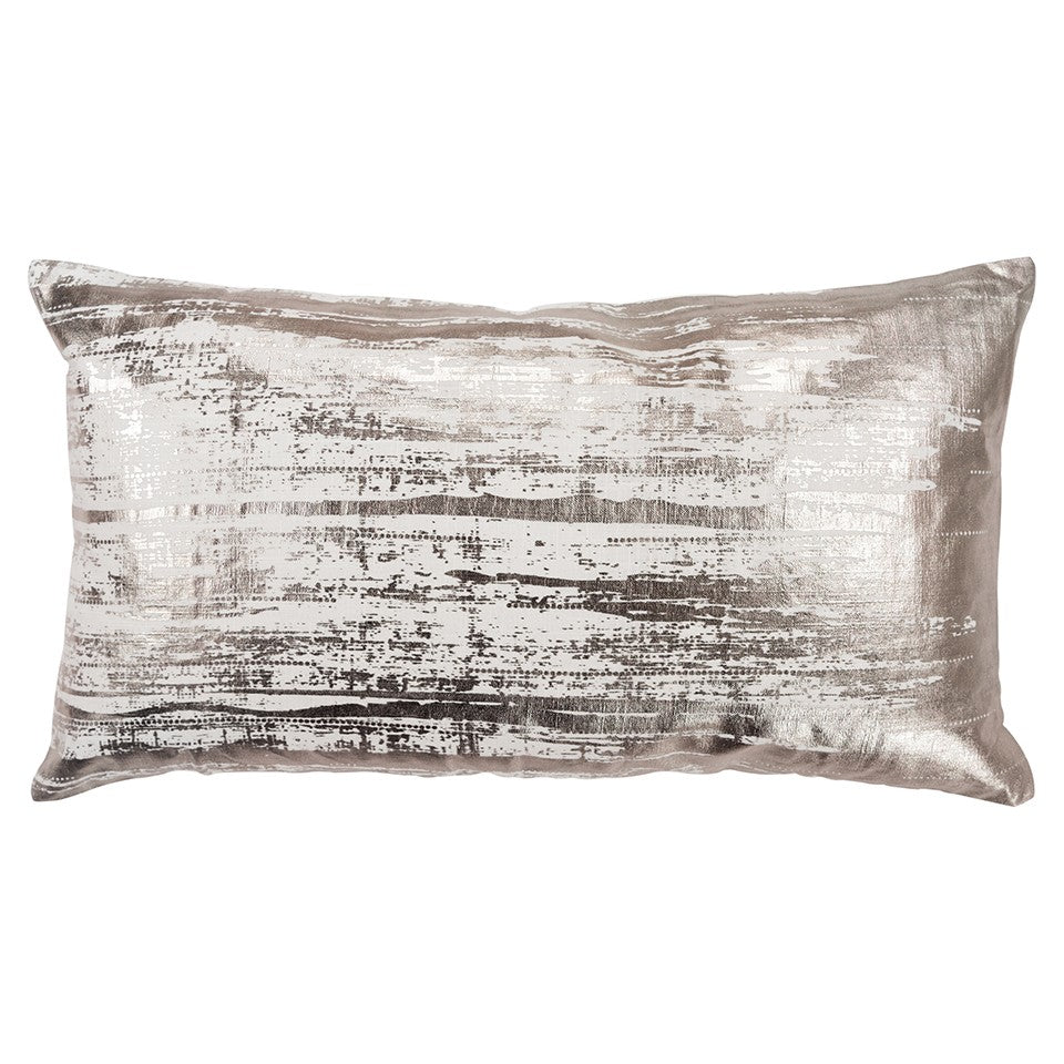 Ivory Distressed Brush Stroke Lumbar Pillow