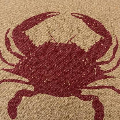 Tan Brown Distressed Crab Throw Pillow