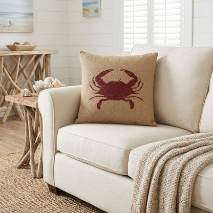 Tan Brown Distressed Crab Throw Pillow