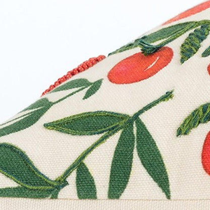Red Green Cherry Tree Printed Lumbar Pillow