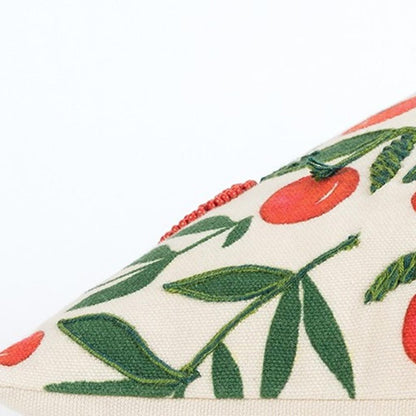 Red Green Cherry Tree Printed Lumbar Pillow