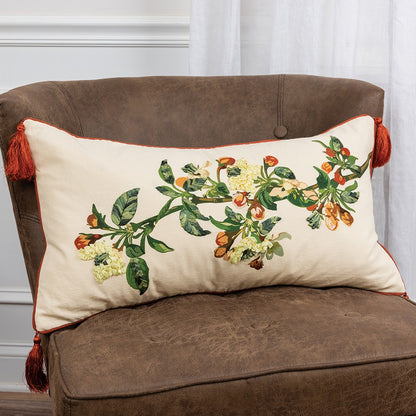 White Red Spring Greenery Lumbar Pillow