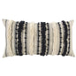 14" X 26" Beige And Black Cotton Throw Pillow With Fringe And Texture