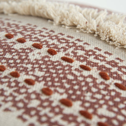 14" X 26" Natural And Russet Lumbar Striped Cotton Throw Pillow with Texture