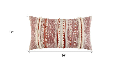 Brown Beige textural Bands Lumbar Pillow