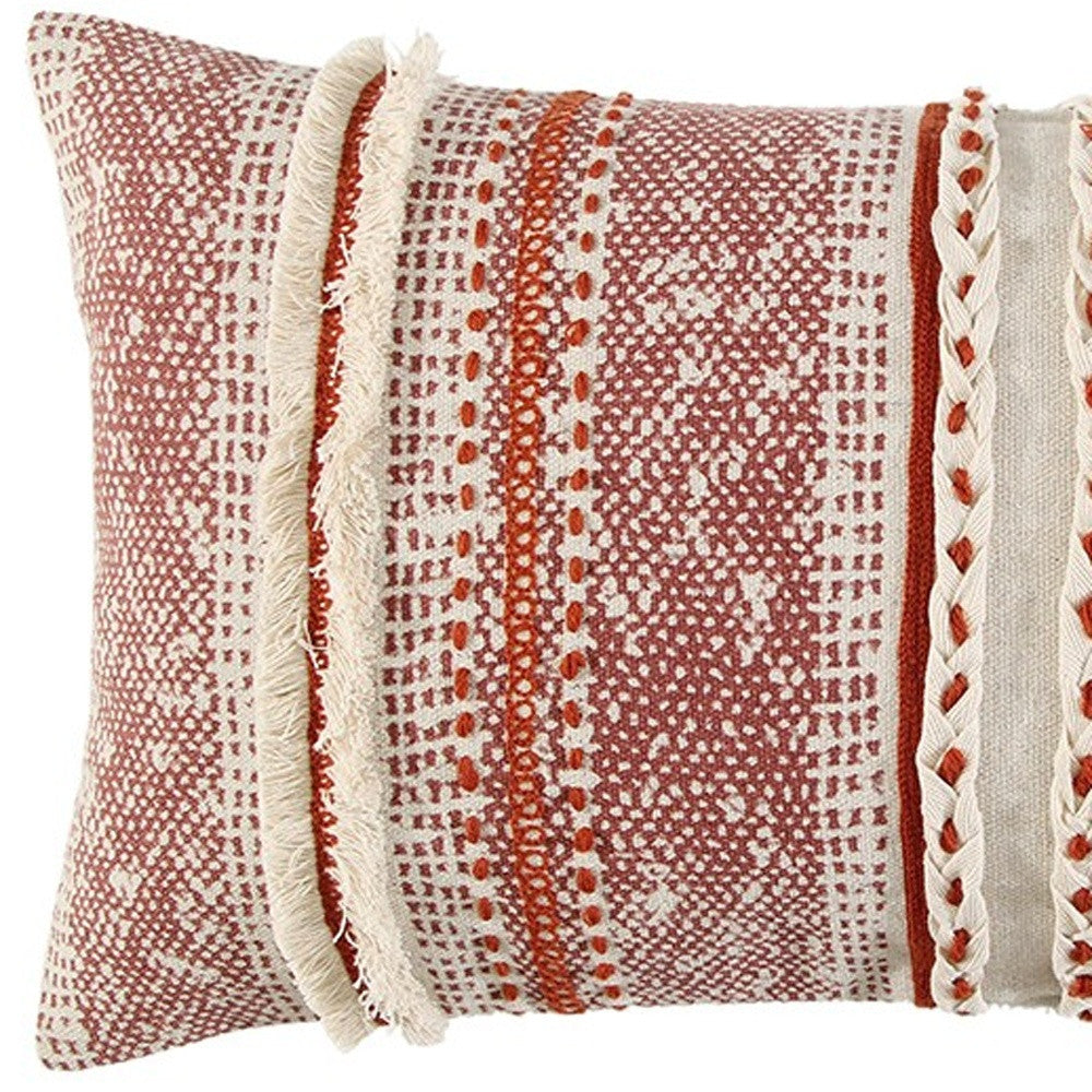 Brown Beige textural Bands Lumbar Pillow