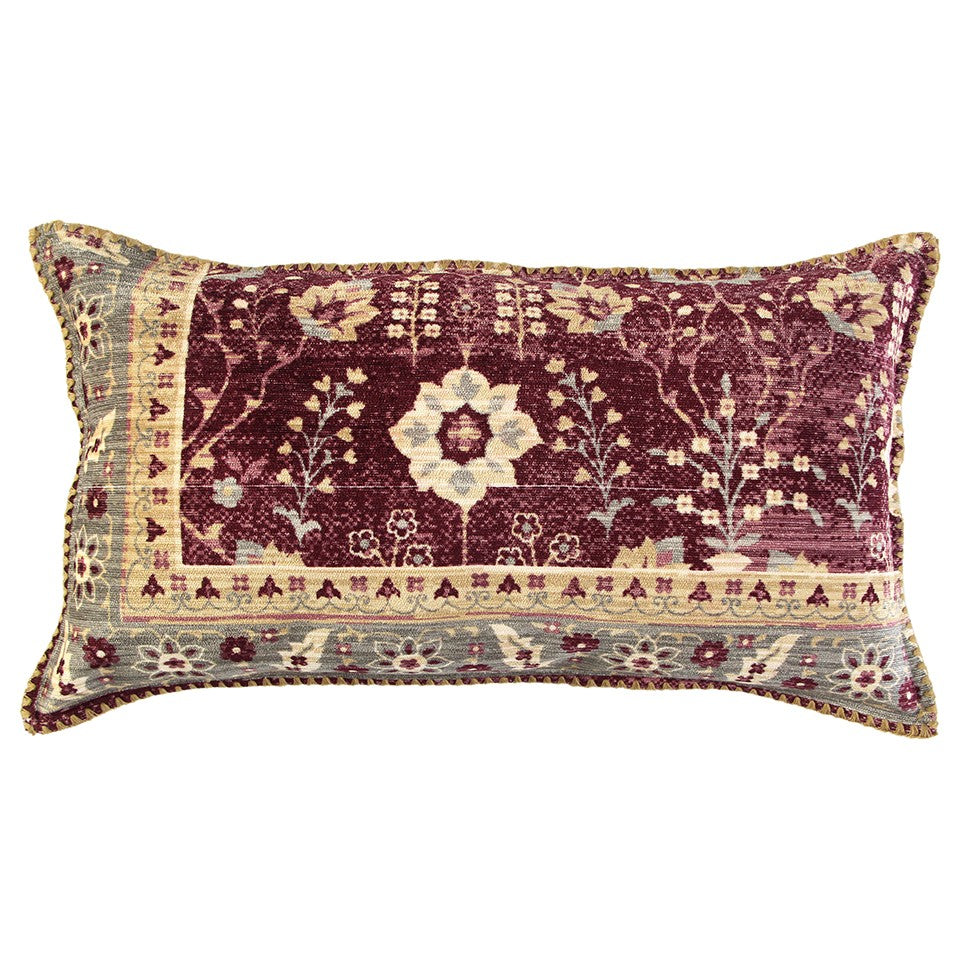 Beige Burgundy Antique Patterning Lumbar Pillow