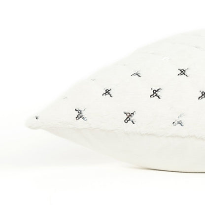 Ivory Silver Metallic Diamond Pattern Throw Pillow