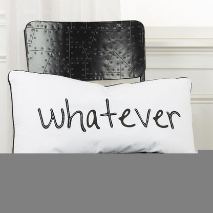 Black and White Whatever Embroidered Lumbar Pillow