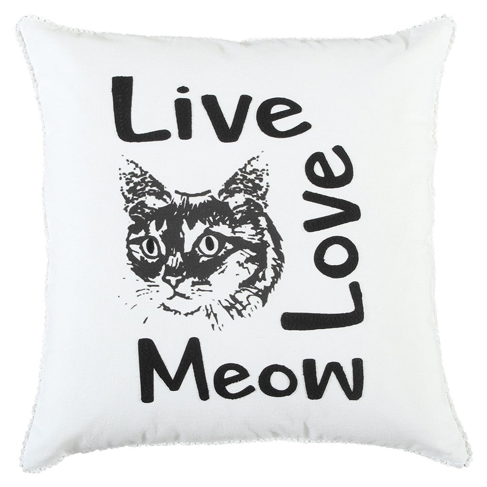 Black and White Live Love Meow Throw Pillow