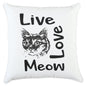 Black and White Live Love Meow Throw Pillow