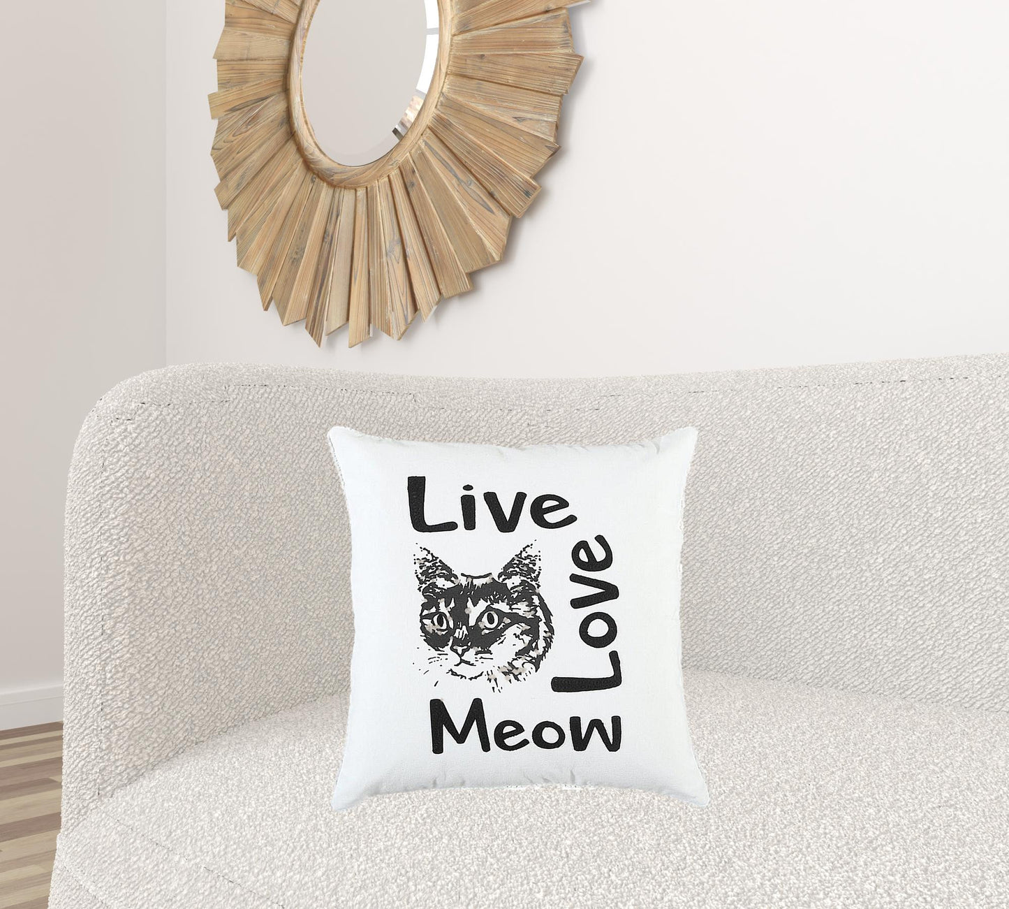 Black and White Live Love Meow Throw Pillow