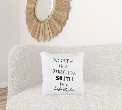 Black and White North South Font Play Throw Pillow